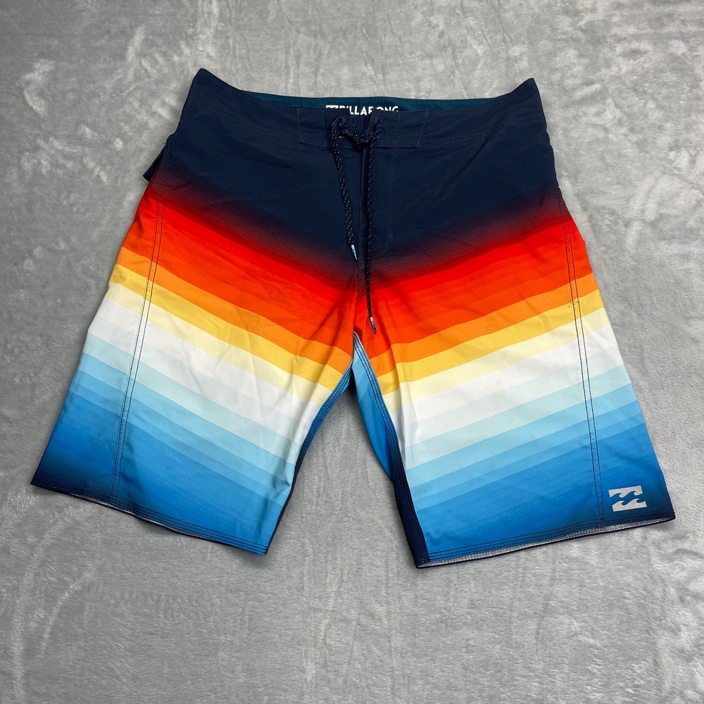 Billabong Platinum X Board Shorts Mens 32 Fluid Rainbow Stripe Blue Red